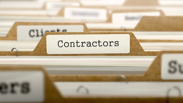 Contractors Concept. Word on Folder Register of Card Index. Selective Focus.